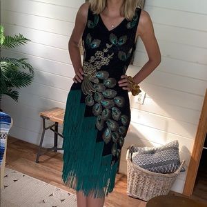 Vintage peacock flapper dress